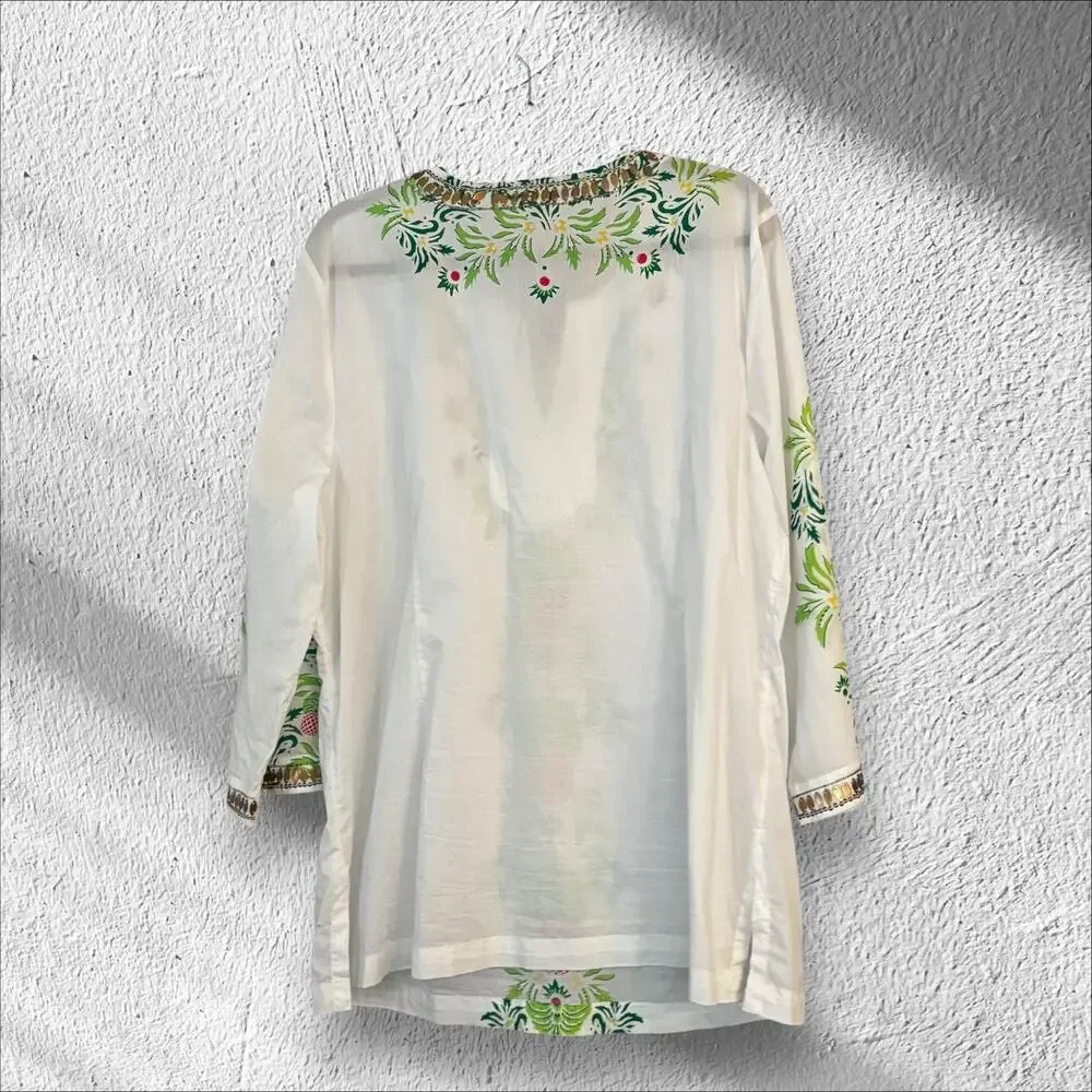 Charter Club Swim Cover Up Boho Tunic XXL Tropical Resortwear Cruise Beachy